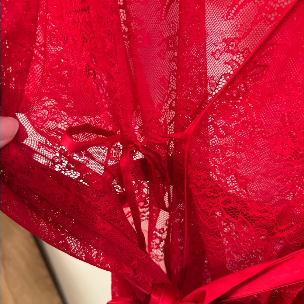 Blush Lingerie Spanish Red Lace Kimono View 6